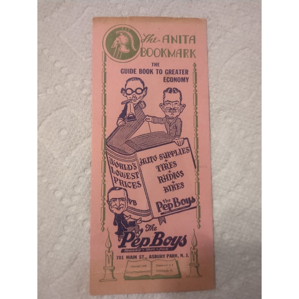 Vintage Pep Boys The Anita Bookmark Guidebook To Greater Economy Asbury Park NJ